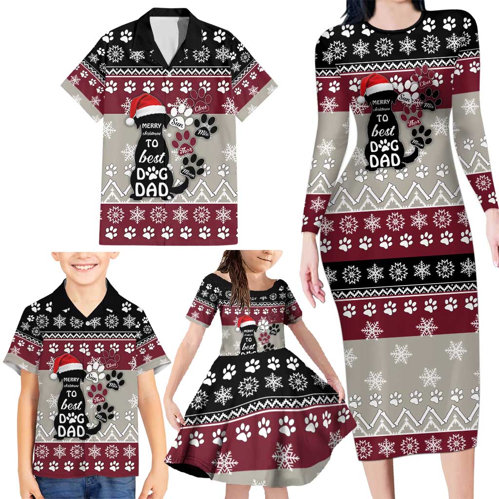 To Best Dog Dad Christmas Design Family Matching Long Sleeve Bodycon Dress and Hawaiian Shirt Xmas Holiday Patterns - Wonder Print Shop