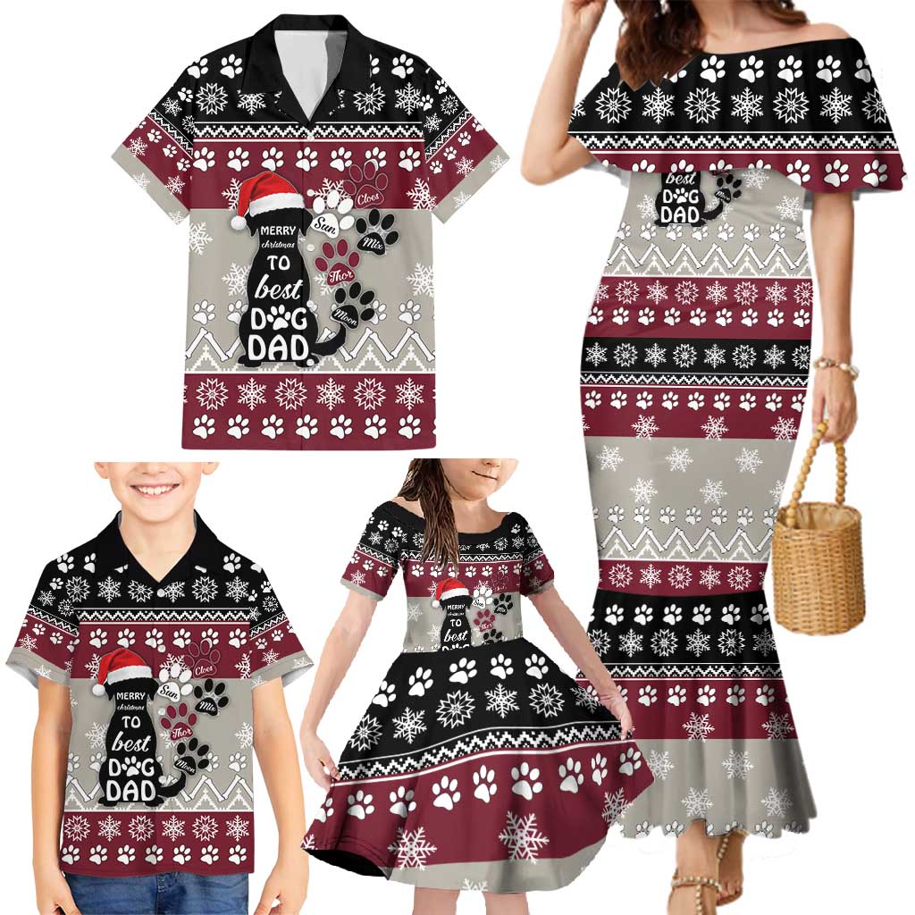 To Best Dog Dad Christmas Design Family Matching Mermaid Dress and Hawaiian Shirt Xmas Holiday Patterns - Wonder Print Shop