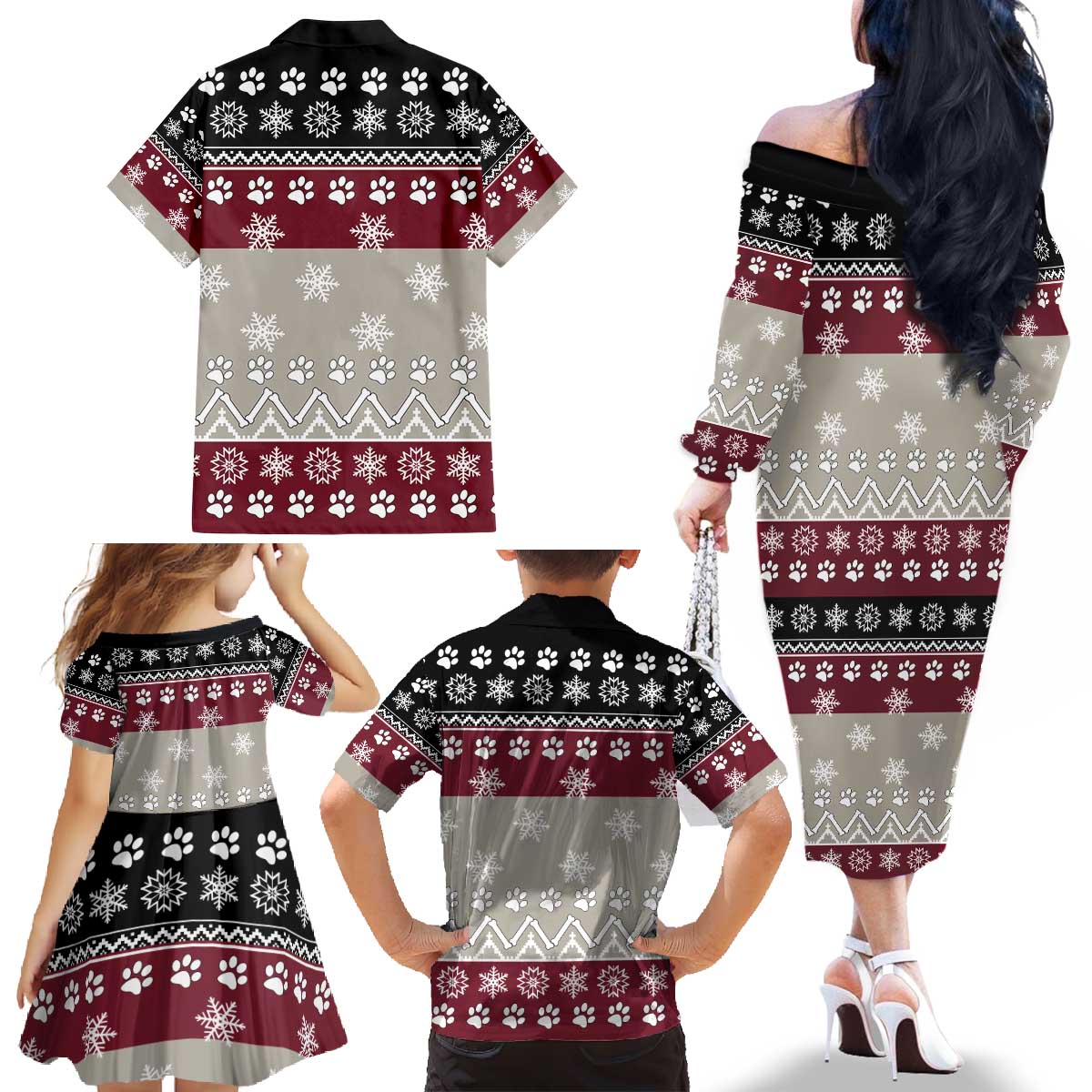 To Best Dog Dad Christmas Design Family Matching Off The Shoulder Long Sleeve Dress and Hawaiian Shirt Xmas Holiday Patterns - Wonder Print Shop