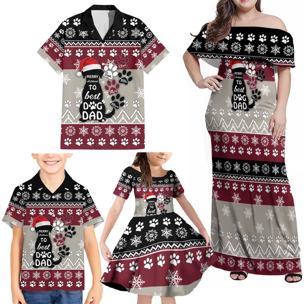 To Best Dog Dad Christmas Design Family Matching Off Shoulder Maxi Dress and Hawaiian Shirt Xmas Holiday Patterns - Wonder Print Shop