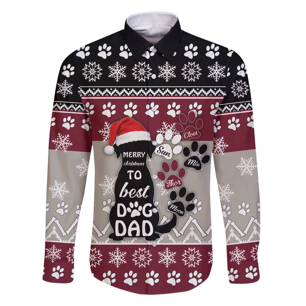 To Best Dog Dad Christmas Design Family Matching Off Shoulder Maxi Dress and Hawaiian Shirt Xmas Holiday Patterns - Wonder Print Shop