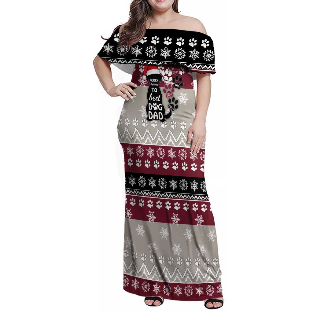 To Best Dog Dad Christmas Design Family Matching Off Shoulder Maxi Dress and Hawaiian Shirt Xmas Holiday Patterns - Wonder Print Shop