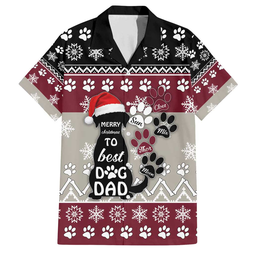 To Best Dog Dad Christmas Design Family Matching Off Shoulder Short Dress and Hawaiian Shirt Xmas Holiday Patterns - Wonder Print Shop