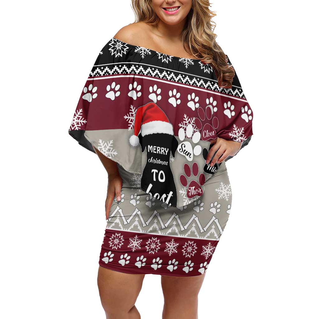 To Best Dog Dad Christmas Design Family Matching Off Shoulder Short Dress and Hawaiian Shirt Xmas Holiday Patterns - Wonder Print Shop