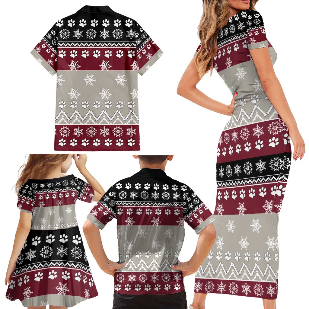 To Best Dog Dad Christmas Design Family Matching Short Sleeve Bodycon Dress and Hawaiian Shirt Xmas Holiday Patterns - Wonder Print Shop