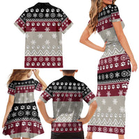 To Best Dog Dad Christmas Design Family Matching Short Sleeve Bodycon Dress and Hawaiian Shirt Xmas Holiday Patterns - Wonder Print Shop