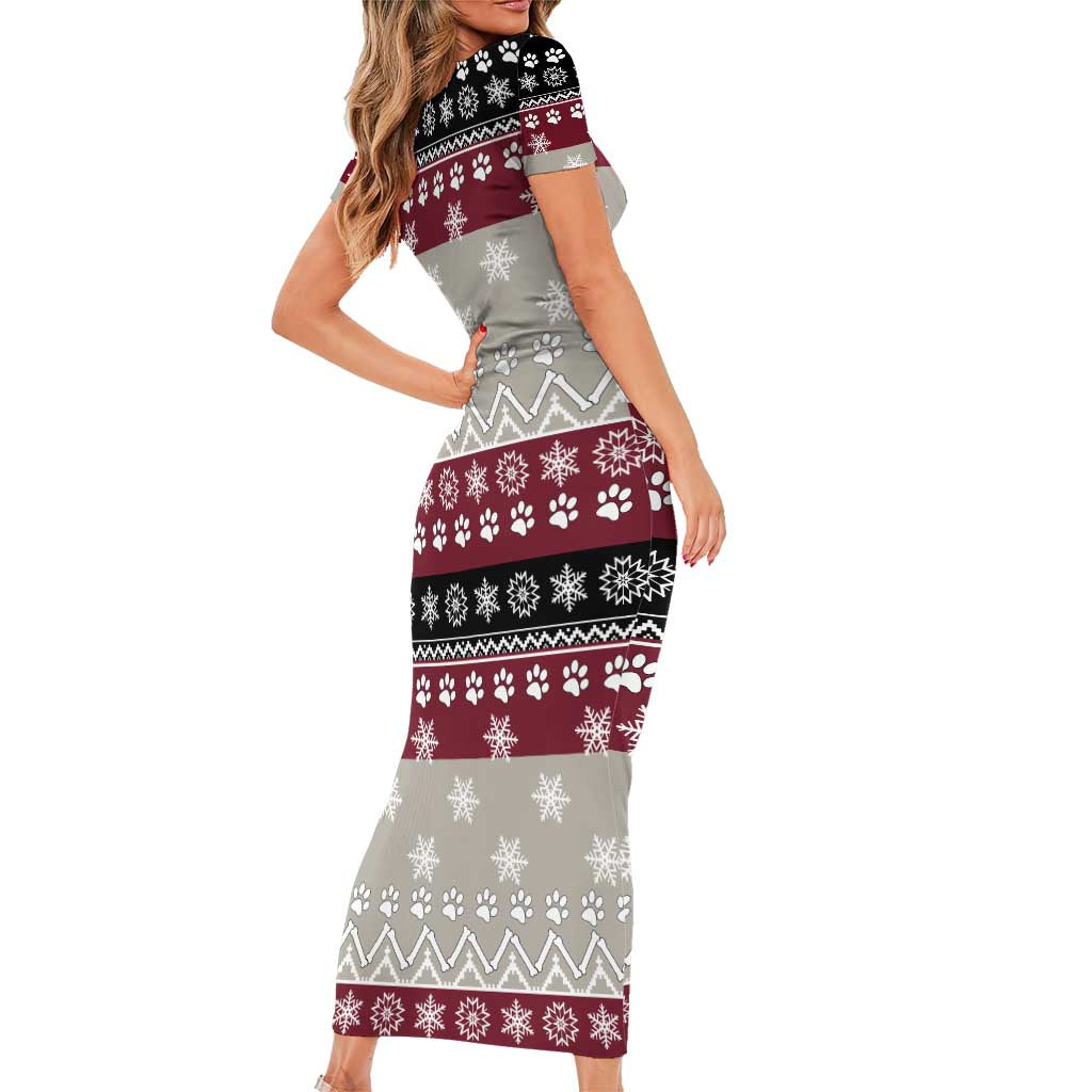 To Best Dog Dad Christmas Design Family Matching Short Sleeve Bodycon Dress and Hawaiian Shirt Xmas Holiday Patterns - Wonder Print Shop