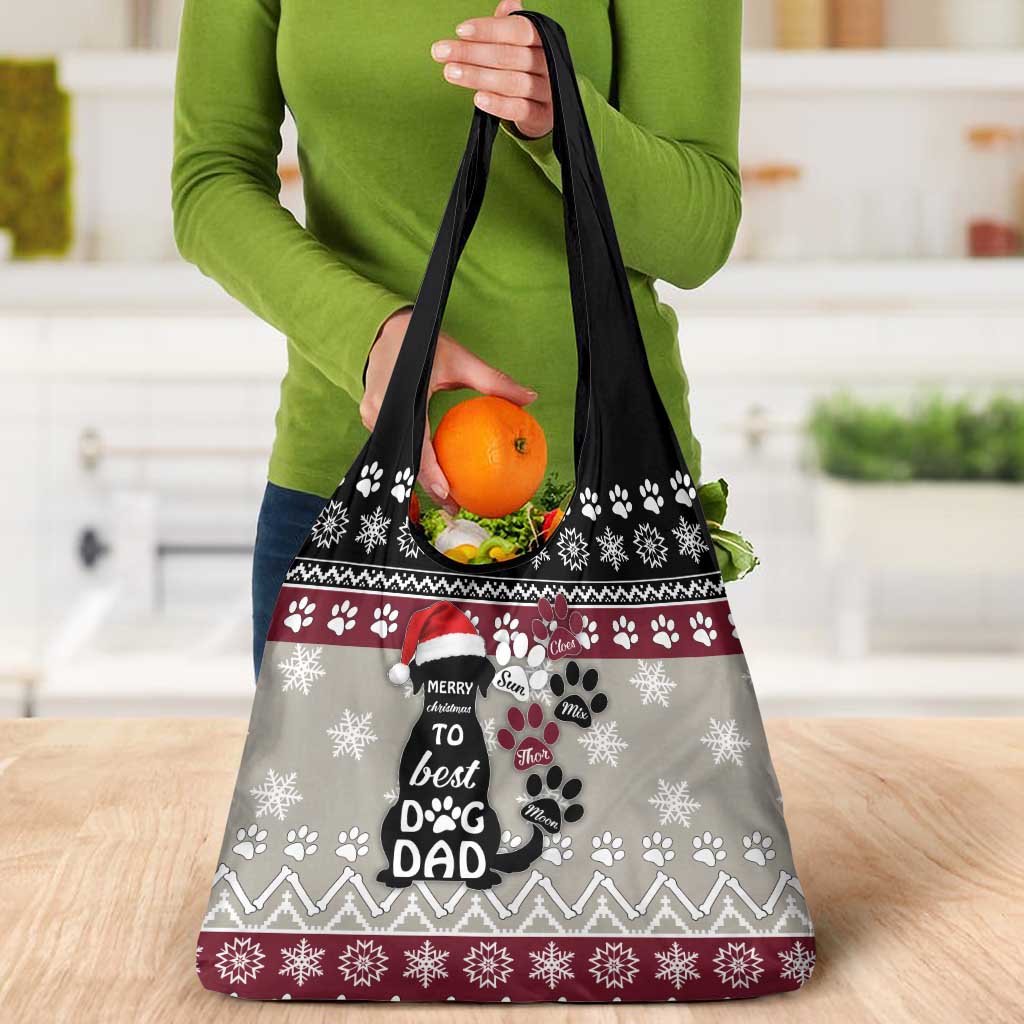 To Best Dog Dad Christmas Design Grocery Bag Xmas Holiday Patterns - Wonder Print Shop