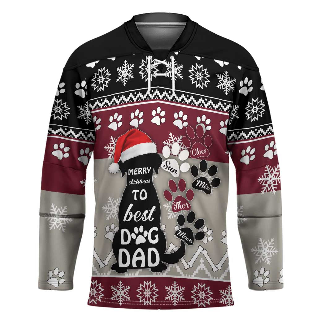 To Best Dog Dad Christmas Design Hockey Jersey Xmas Holiday Patterns - Wonder Print Shop
