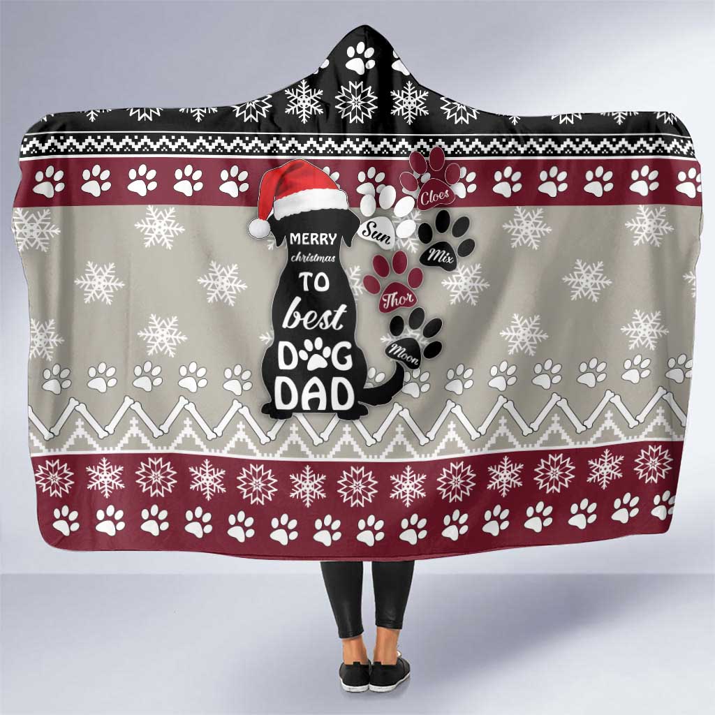 To Best Dog Dad Christmas Design Hooded Blanket Xmas Holiday Patterns - Wonder Print Shop