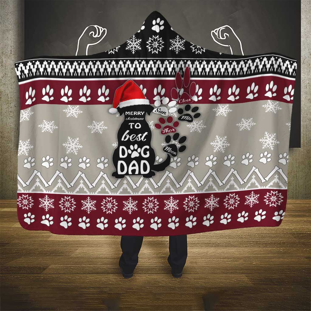 To Best Dog Dad Christmas Design Hooded Blanket Xmas Holiday Patterns - Wonder Print Shop