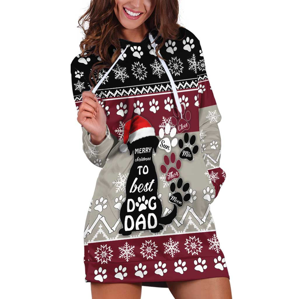 To Best Dog Dad Christmas Design Hoodie Dress Xmas Holiday Patterns - Wonder Print Shop