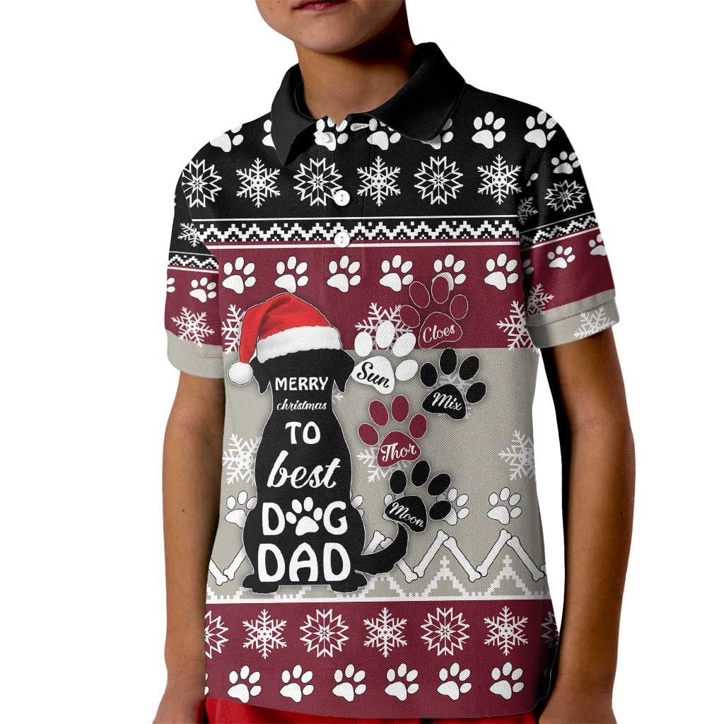 To Best Dog Dad Christmas Design Kid Polo Shirt Xmas Holiday Patterns - Wonder Print Shop