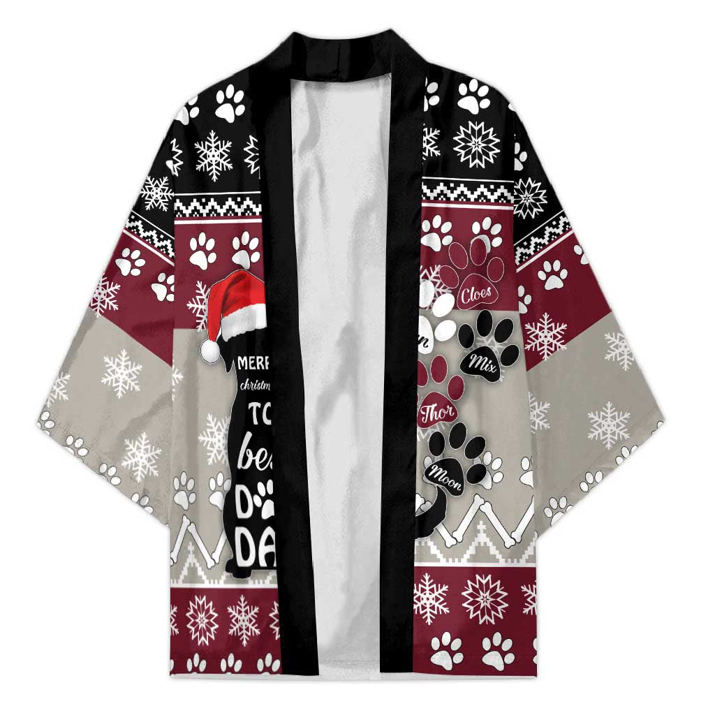 To Best Dog Dad Christmas Design Kimono Xmas Holiday Patterns - undefined