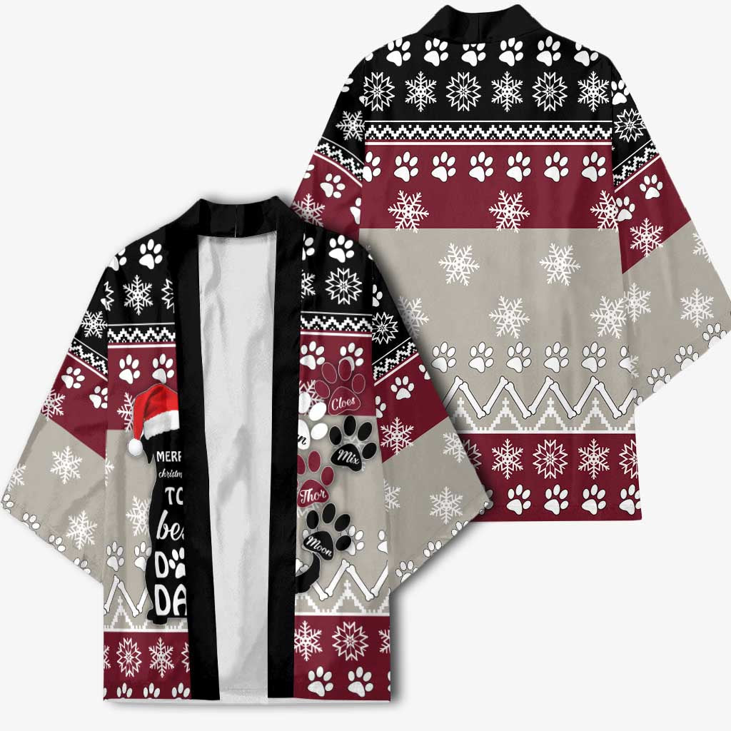 To Best Dog Dad Christmas Design Kimono Xmas Holiday Patterns - undefined