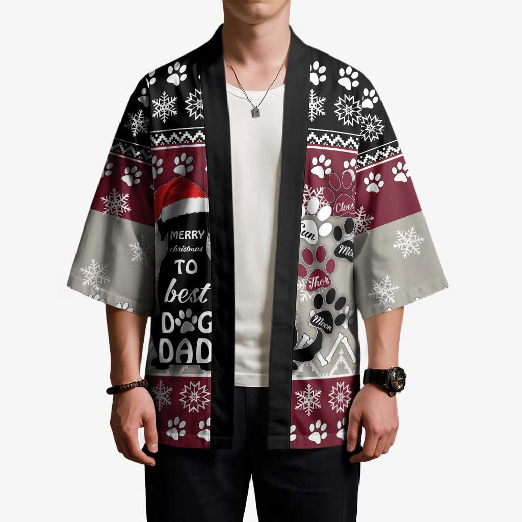 To Best Dog Dad Christmas Design Kimono Xmas Holiday Patterns - undefined