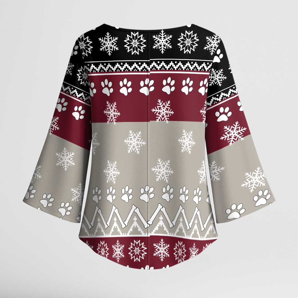 To Best Dog Dad Christmas Design Kimono Sleeve Blouse Xmas Holiday Patterns - Wonder Print Shop