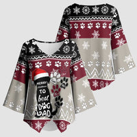 To Best Dog Dad Christmas Design Kimono Sleeve Blouse Xmas Holiday Patterns - Wonder Print Shop
