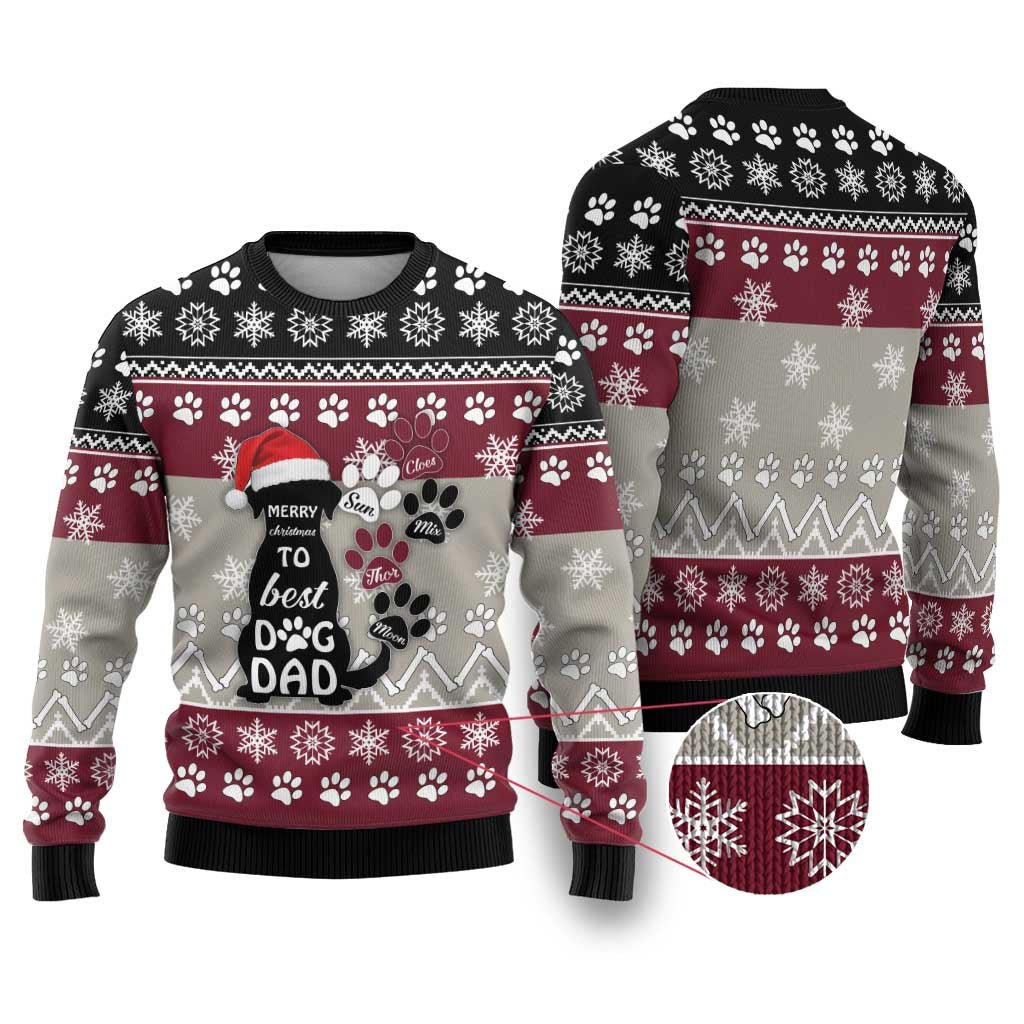 To Best Dog Dad Christmas Design Ugly Christmas Sweater Xmas Holiday Patterns - Wonder Print Shop