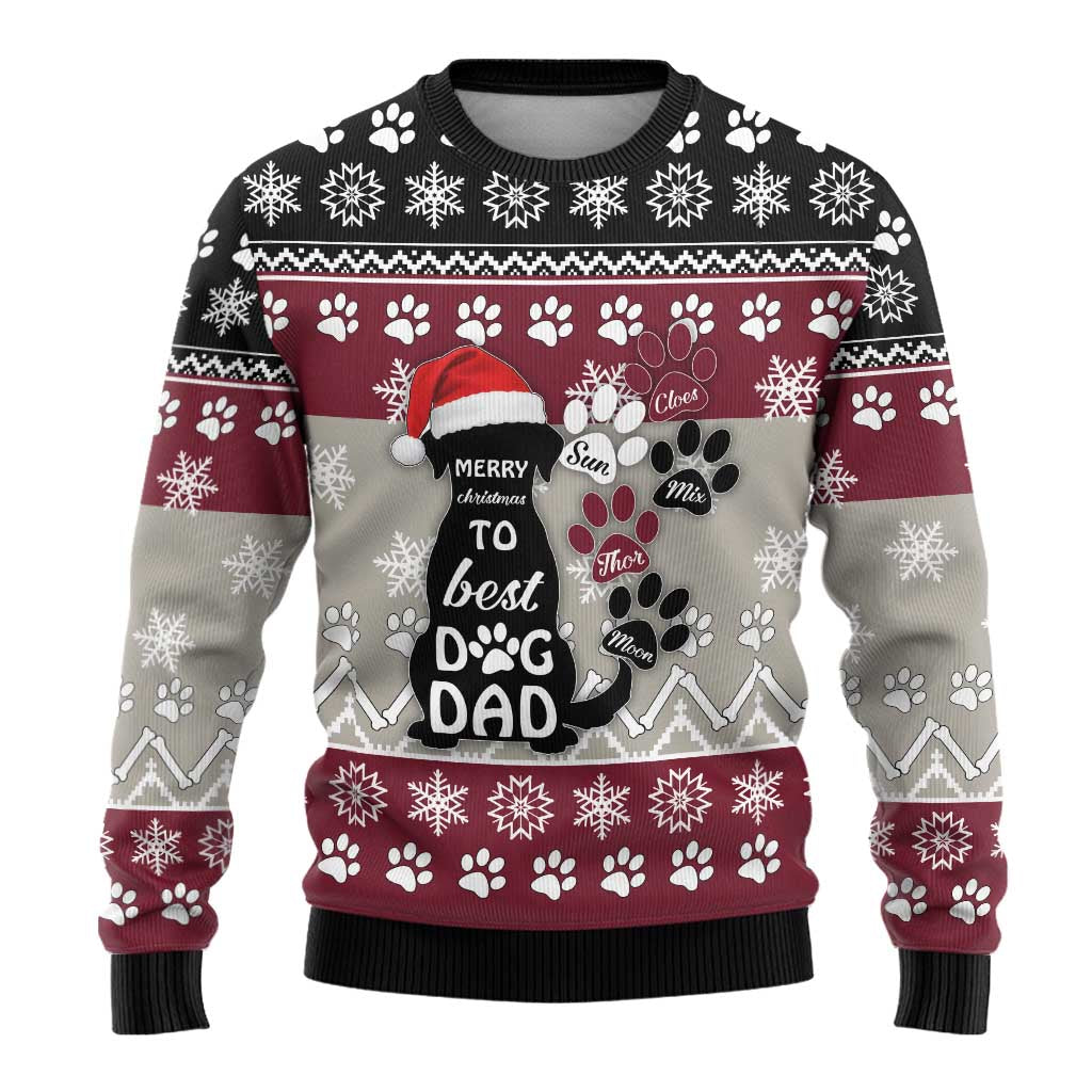 To Best Dog Dad Christmas Design Ugly Christmas Sweater Xmas Holiday Patterns - Wonder Print Shop