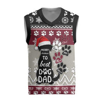 To Best Dog Dad Christmas Design Christmas Knitted V-Neck Vest Xmas Holiday Patterns - Wonder Print Shop