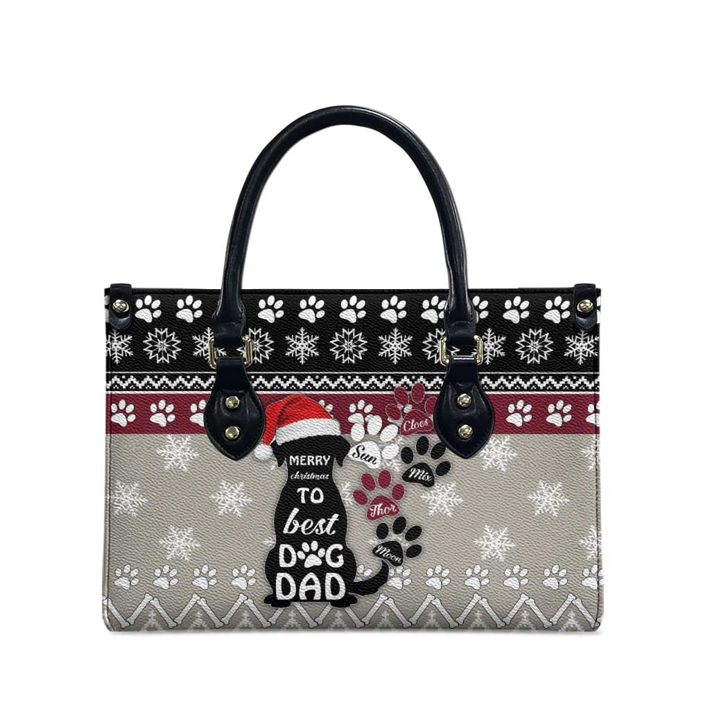 To Best Dog Dad Christmas Design Leather Bag Xmas Holiday Patterns - Wonder Print Shop