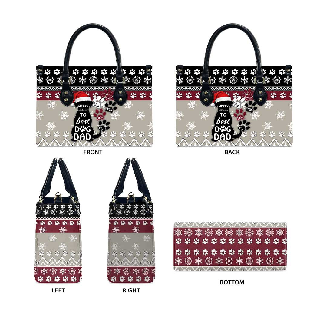 To Best Dog Dad Christmas Design Leather Bag Xmas Holiday Patterns - Wonder Print Shop