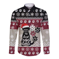 To Best Dog Dad Christmas Design Long Sleeve Button Shirt Xmas Holiday Patterns - Wonder Print Shop