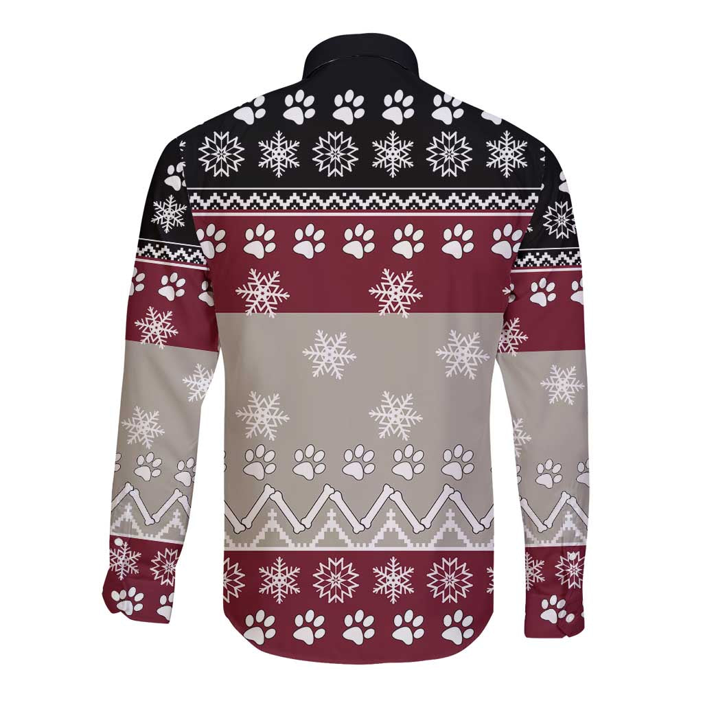 To Best Dog Dad Christmas Design Long Sleeve Button Shirt Xmas Holiday Patterns - Wonder Print Shop