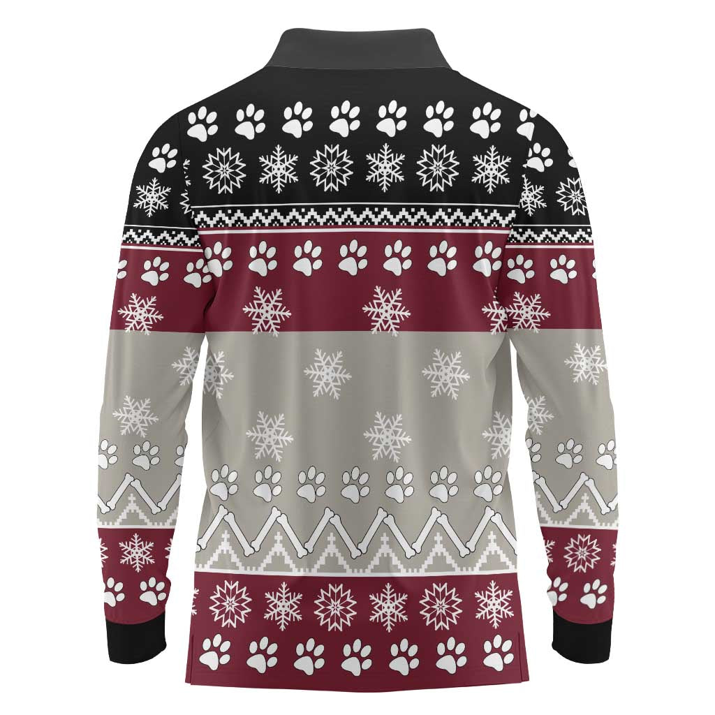 To Best Dog Dad Christmas Design Long Sleeve Polo Shirt Xmas Holiday Patterns - Wonder Print Shop