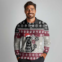 To Best Dog Dad Christmas Design Long Sleeve Polo Shirt Xmas Holiday Patterns - Wonder Print Shop
