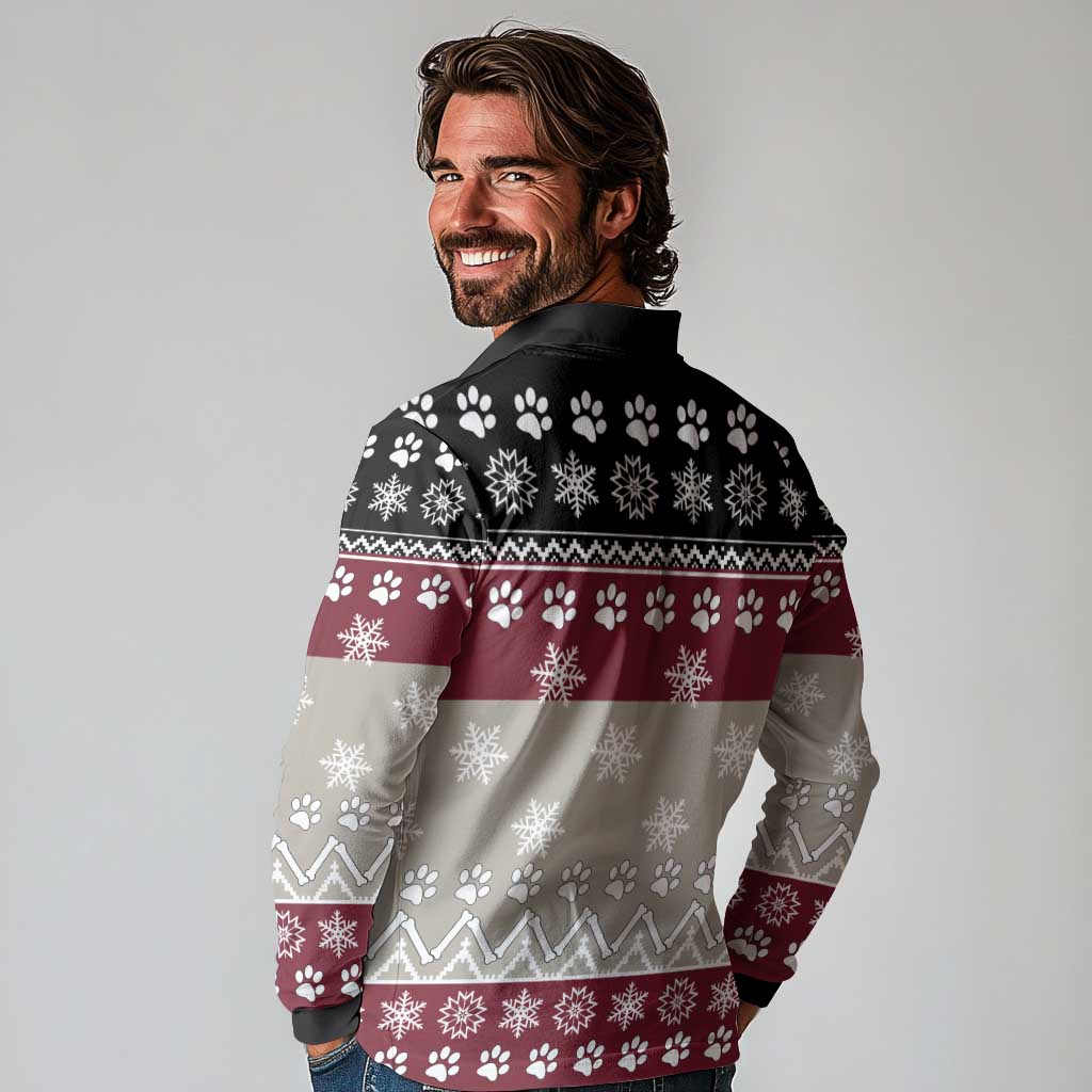 To Best Dog Dad Christmas Design Long Sleeve Polo Shirt Xmas Holiday Patterns - Wonder Print Shop