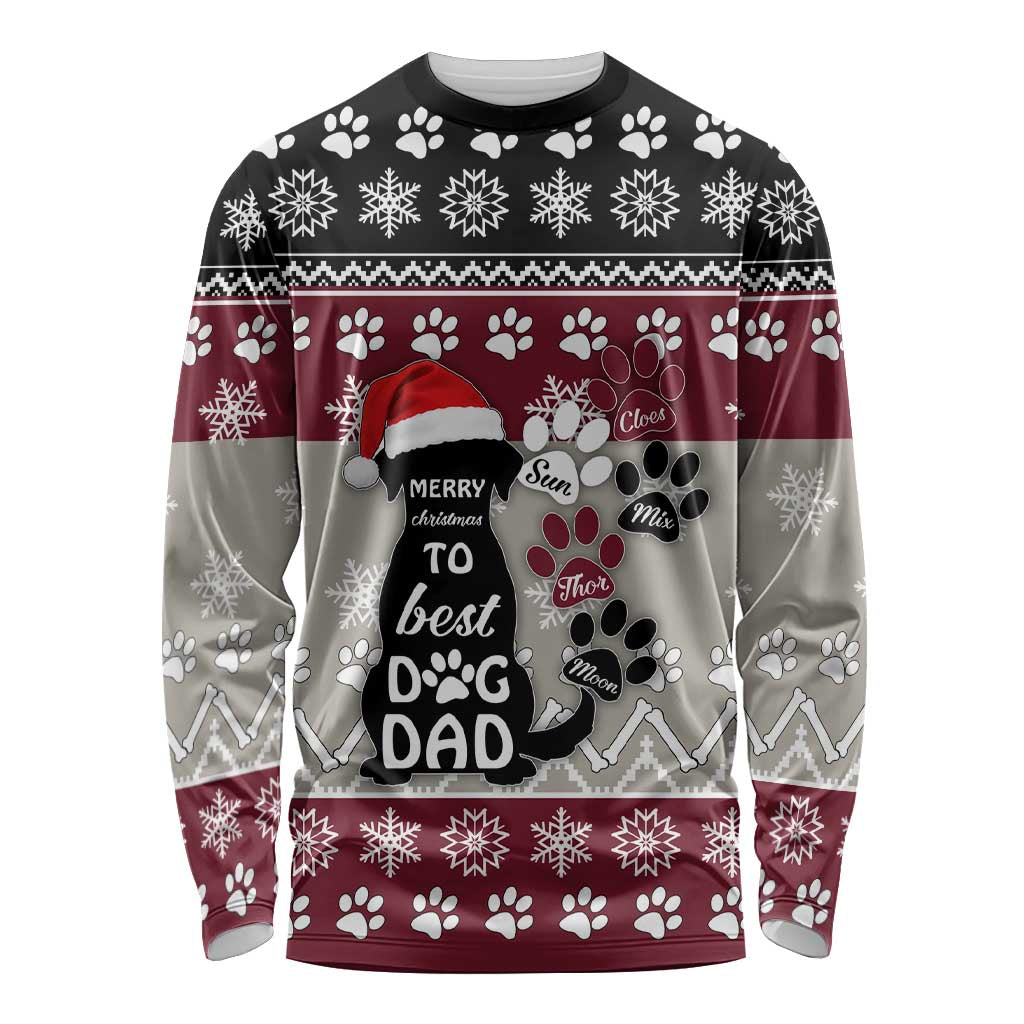 To Best Dog Dad Christmas Design Long Sleeve Shirt Xmas Holiday Patterns - Wonder Print Shop