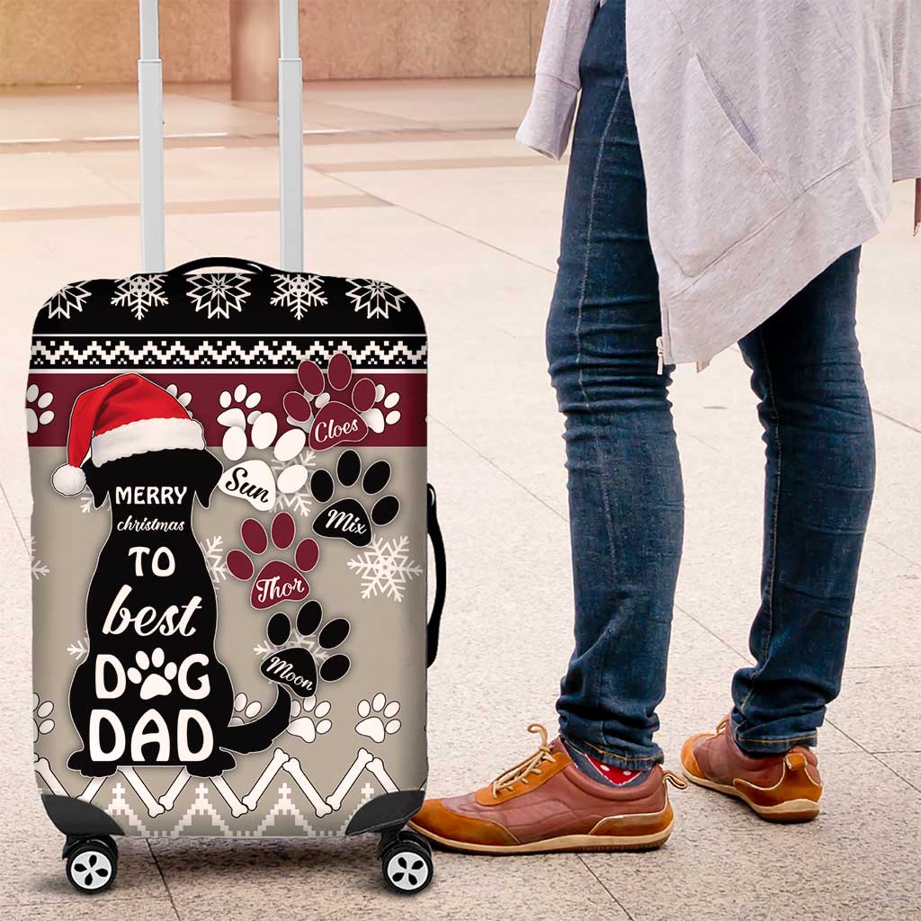 To Best Dog Dad Christmas Design Luggage Cover Xmas Holiday Patterns - Wonder Print Shop