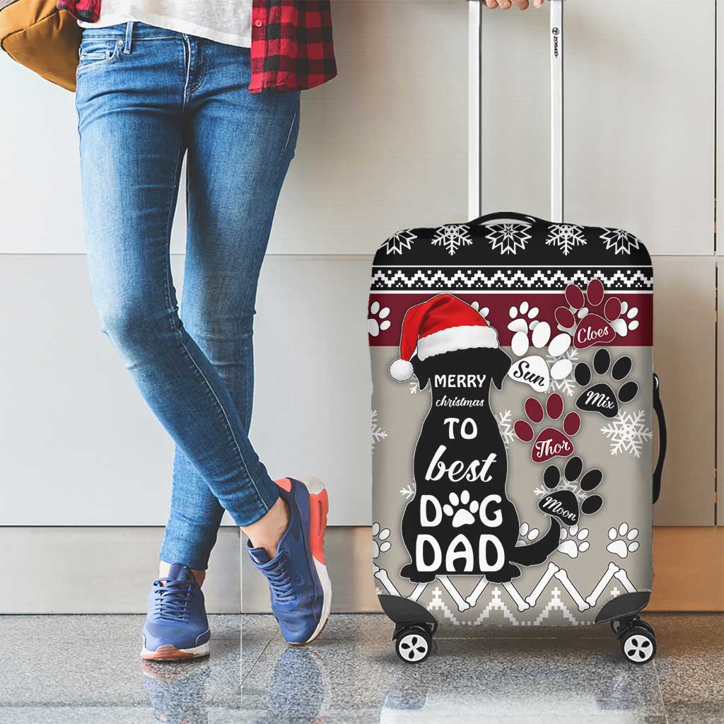 To Best Dog Dad Christmas Design Luggage Cover Xmas Holiday Patterns - Wonder Print Shop
