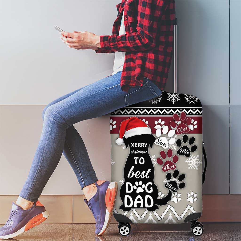 To Best Dog Dad Christmas Design Luggage Cover Xmas Holiday Patterns - Wonder Print Shop