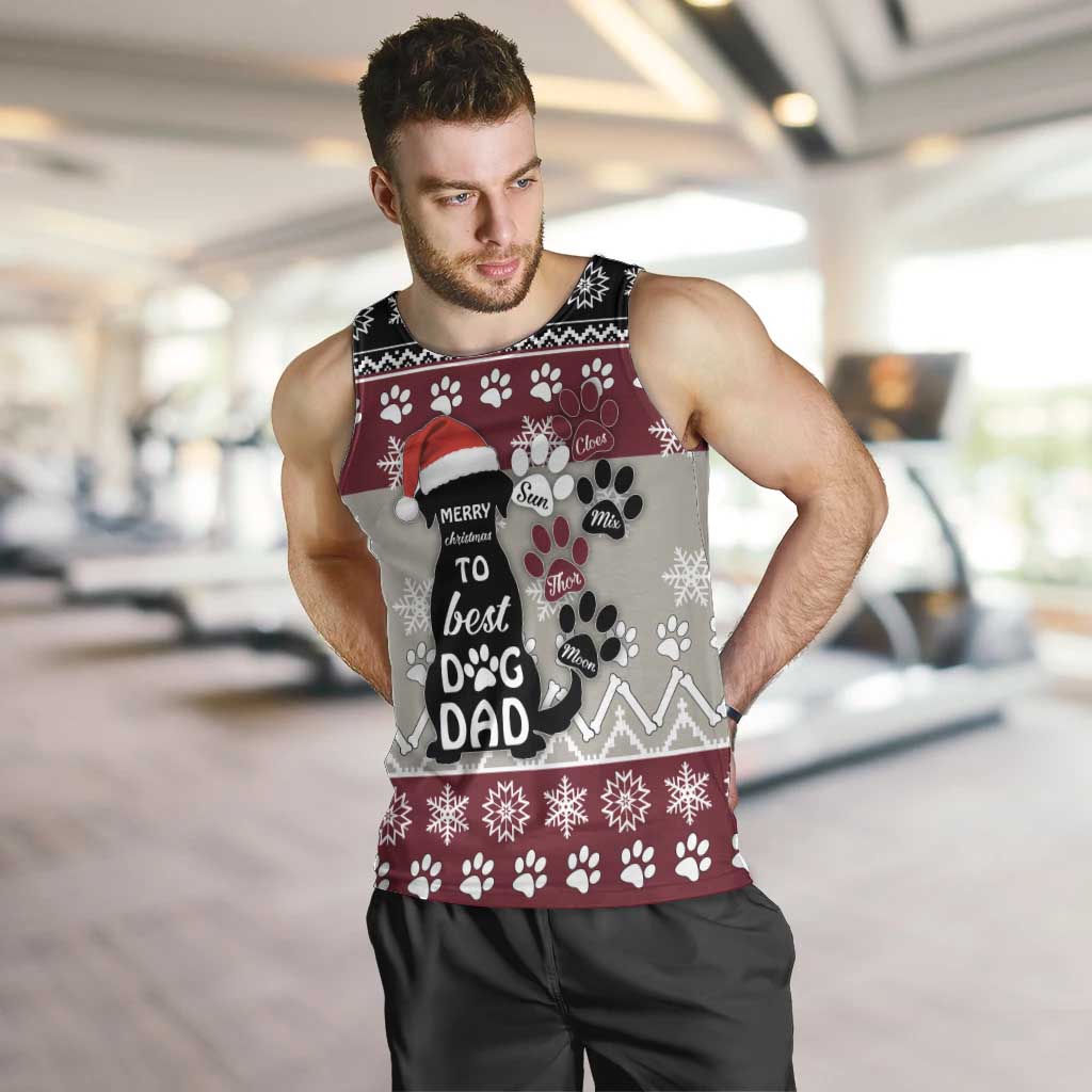 To Best Dog Dad Christmas Design Men Tank Top Xmas Holiday Patterns - Wonder Print Shop