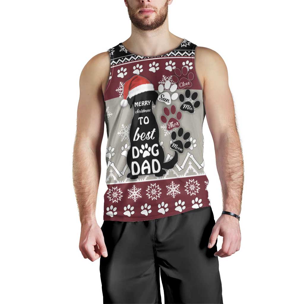 To Best Dog Dad Christmas Design Men Tank Top Xmas Holiday Patterns - Wonder Print Shop