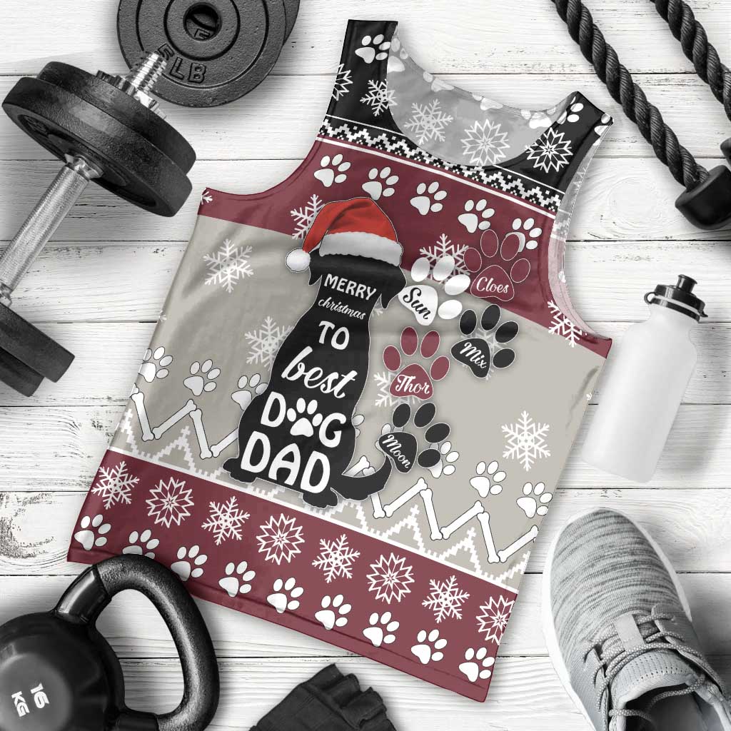 To Best Dog Dad Christmas Design Men Tank Top Xmas Holiday Patterns - Wonder Print Shop