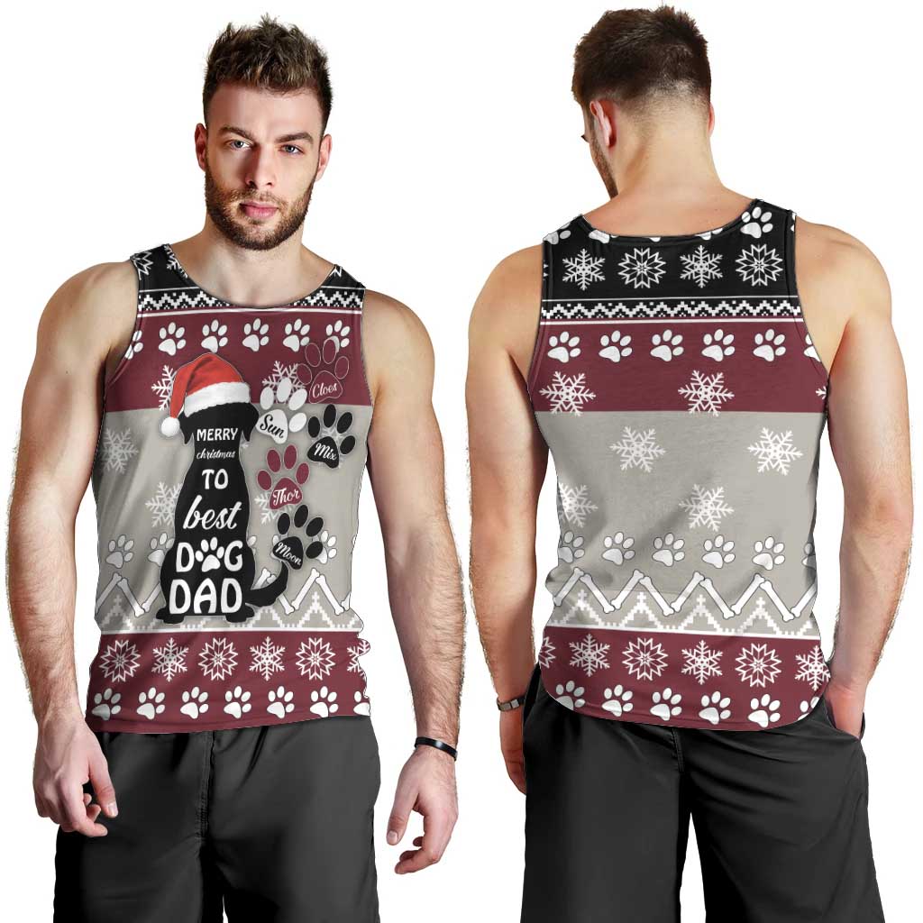 To Best Dog Dad Christmas Design Men Tank Top Xmas Holiday Patterns - Wonder Print Shop