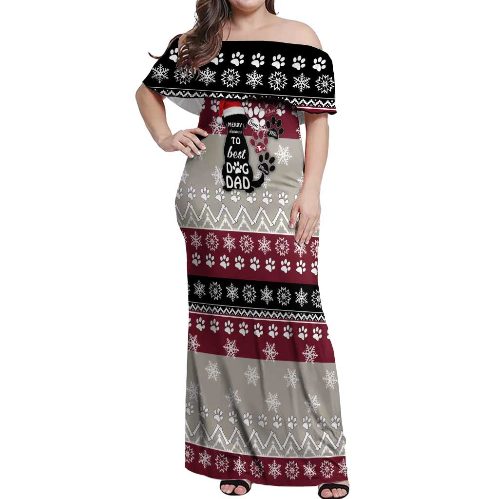 To Best Dog Dad Christmas Design Off Shoulder Maxi Dress Xmas Holiday Patterns - Wonder Print Shop