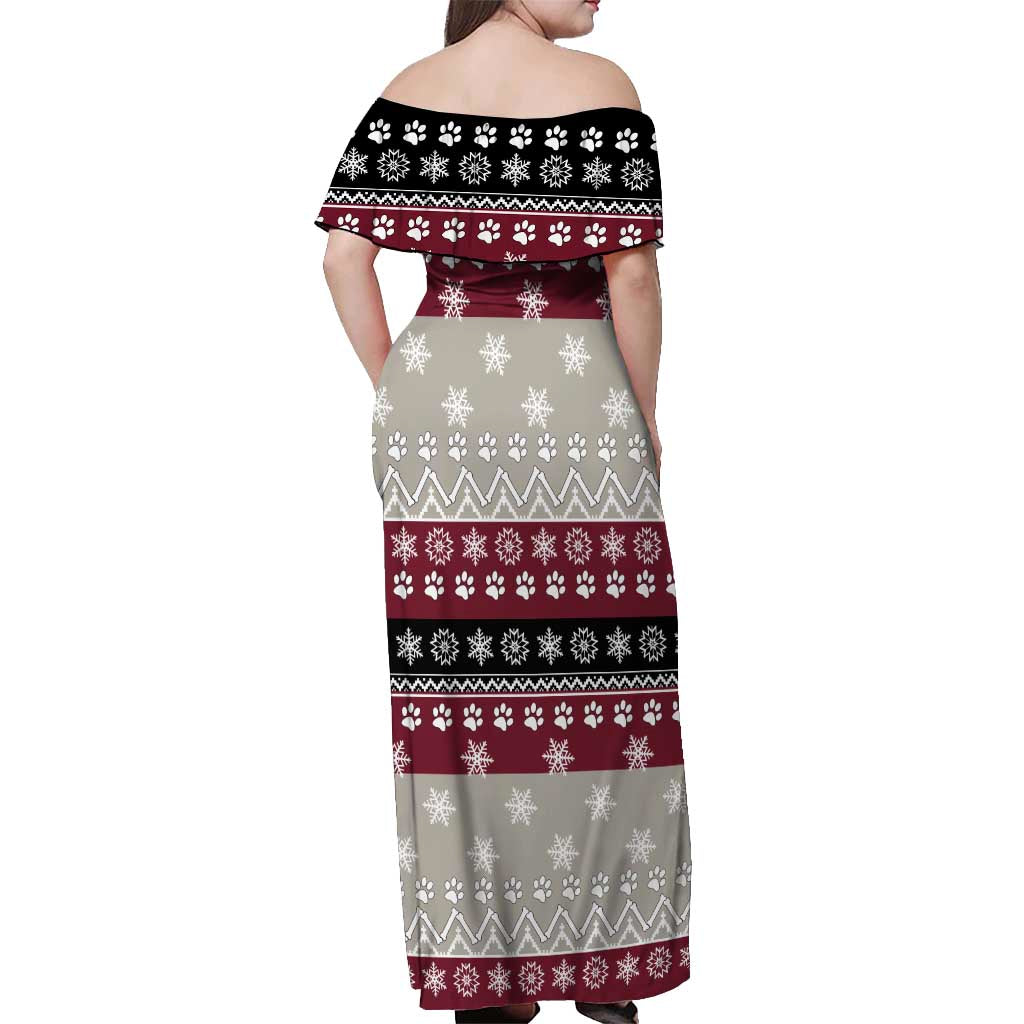 To Best Dog Dad Christmas Design Off Shoulder Maxi Dress Xmas Holiday Patterns - Wonder Print Shop