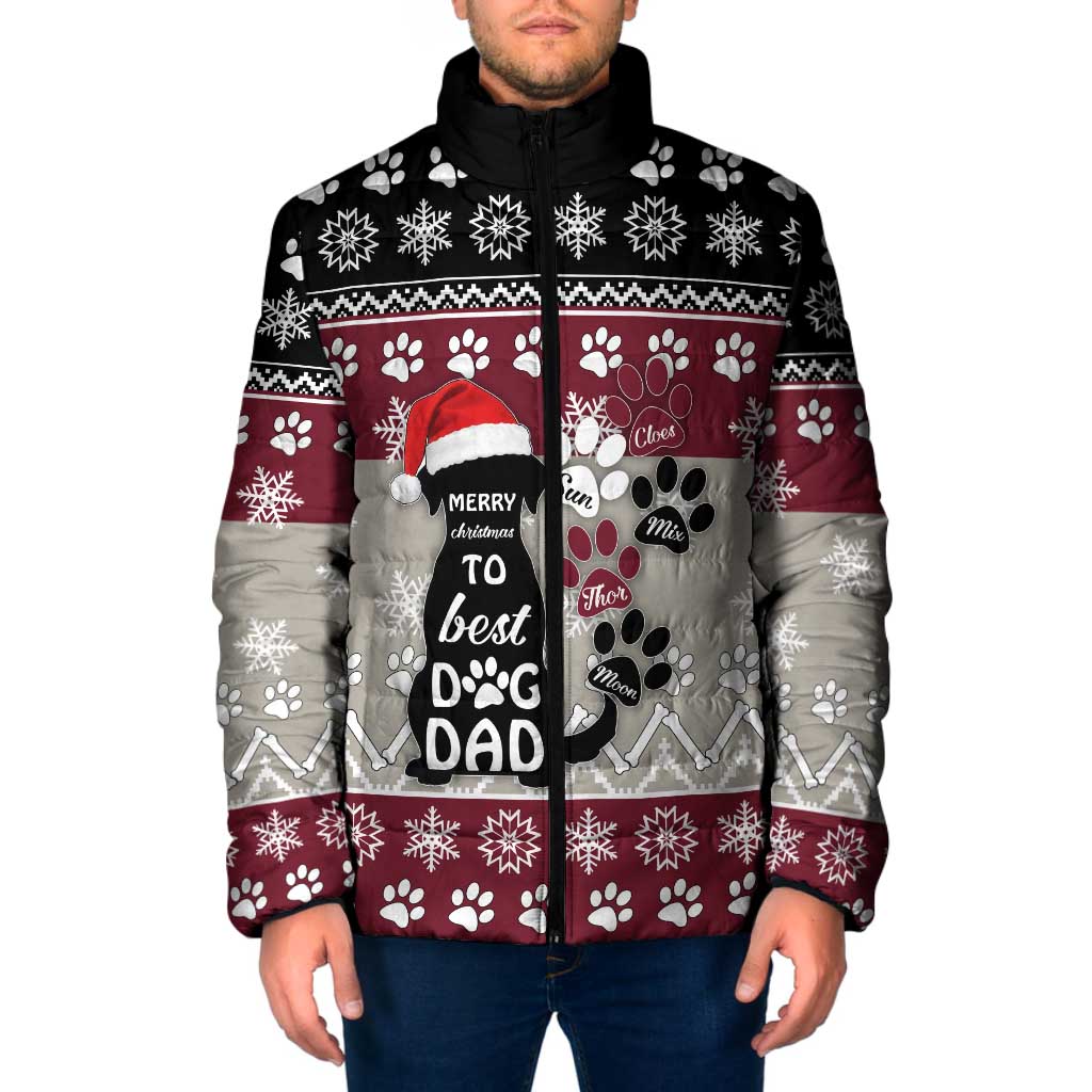 To Best Dog Dad Christmas Design Padded Jacket Xmas Holiday Patterns - Wonder Print Shop