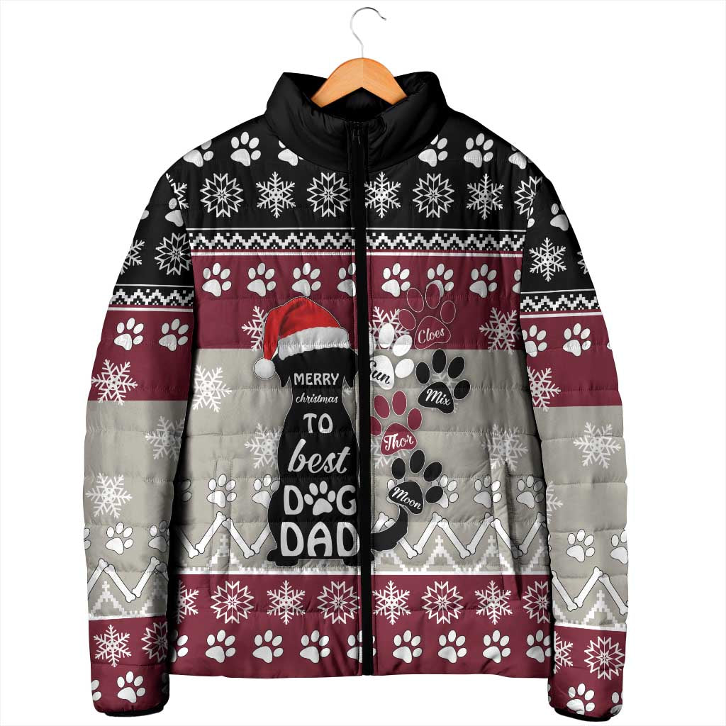 To Best Dog Dad Christmas Design Padded Jacket Xmas Holiday Patterns - Wonder Print Shop