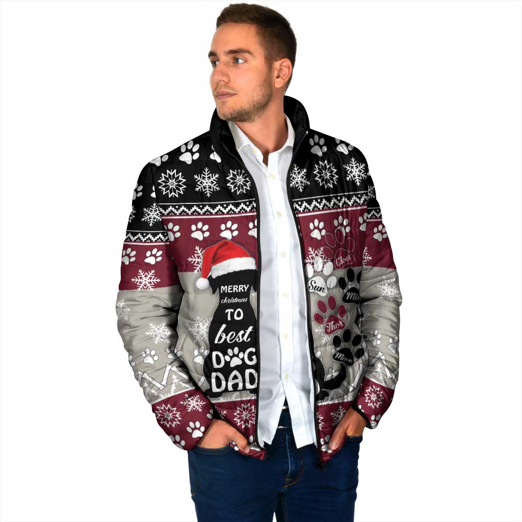 To Best Dog Dad Christmas Design Padded Jacket Xmas Holiday Patterns - Wonder Print Shop