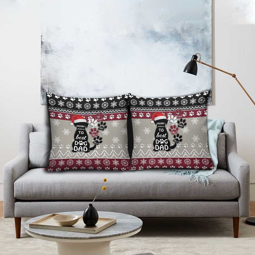 To Best Dog Dad Christmas Design Pillow Cover Xmas Holiday Patterns - Wonder Print Shop