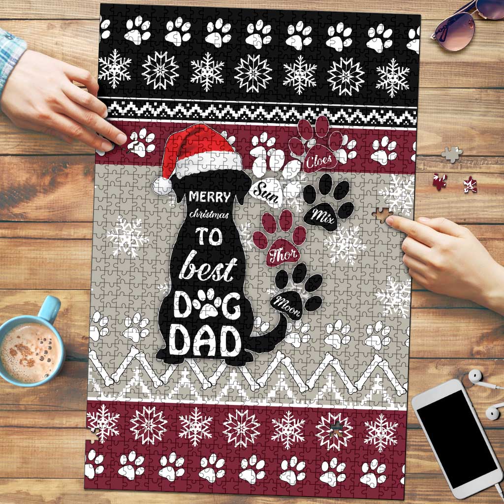 To Best Dog Dad Christmas Design Puzzle Xmas Holiday Patterns - Wonder Print Shop