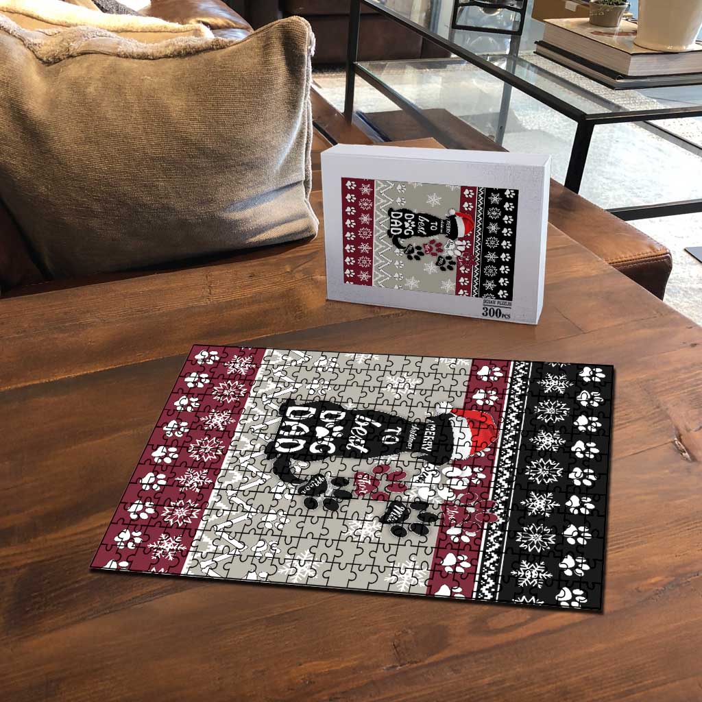 To Best Dog Dad Christmas Design Puzzle Xmas Holiday Patterns - Wonder Print Shop