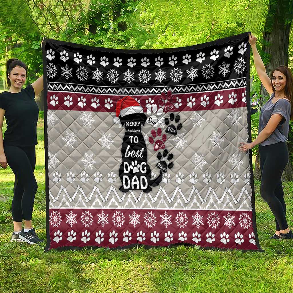 To Best Dog Dad Christmas Design Quilt Xmas Holiday Patterns - Wonder Print Shop