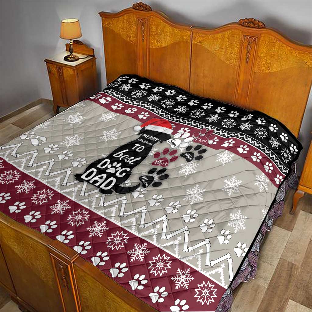 To Best Dog Dad Christmas Design Quilt Xmas Holiday Patterns - Wonder Print Shop